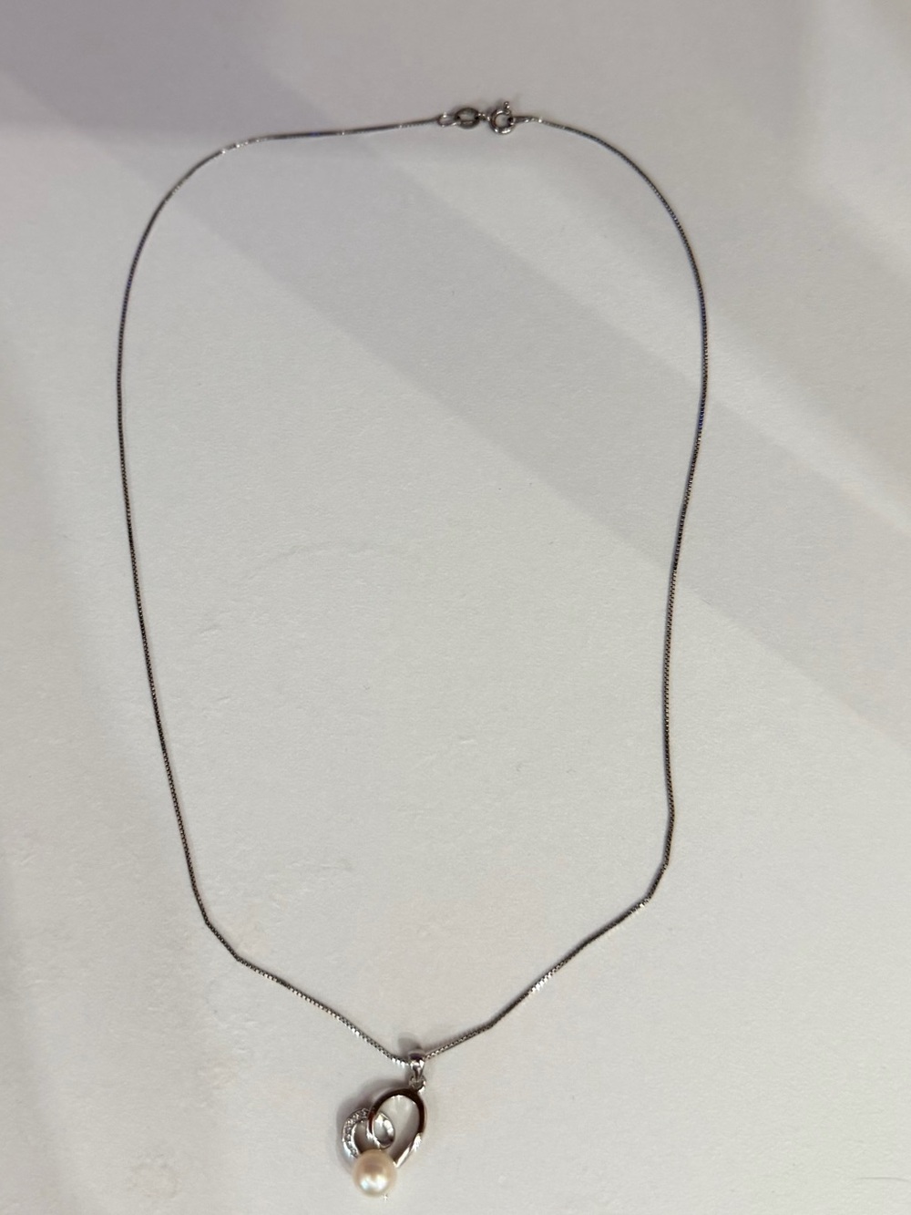 Helzberg Diamonds Silver Necklace with White Pearl Drop